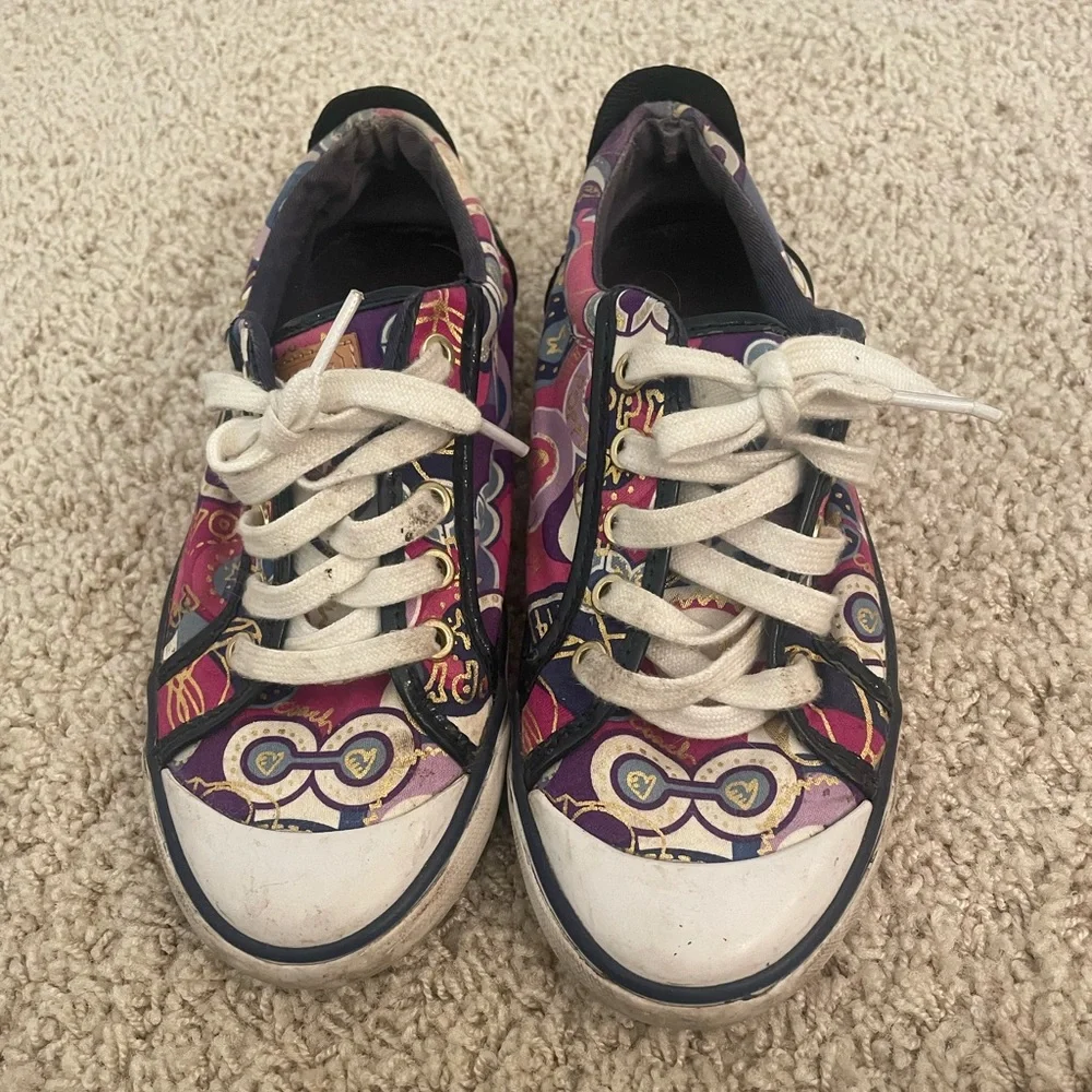 PURPLE POPPY GRAFFITI COACH SNEAKERS!! Size 6! - Picture 4 of 8